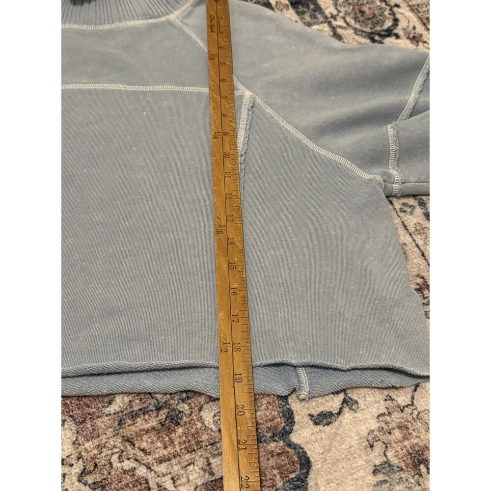 Aerie New Heights Sweatshirt Blue Womens Cropped Turtleneck Oversized Medium - Picture 8 of 9